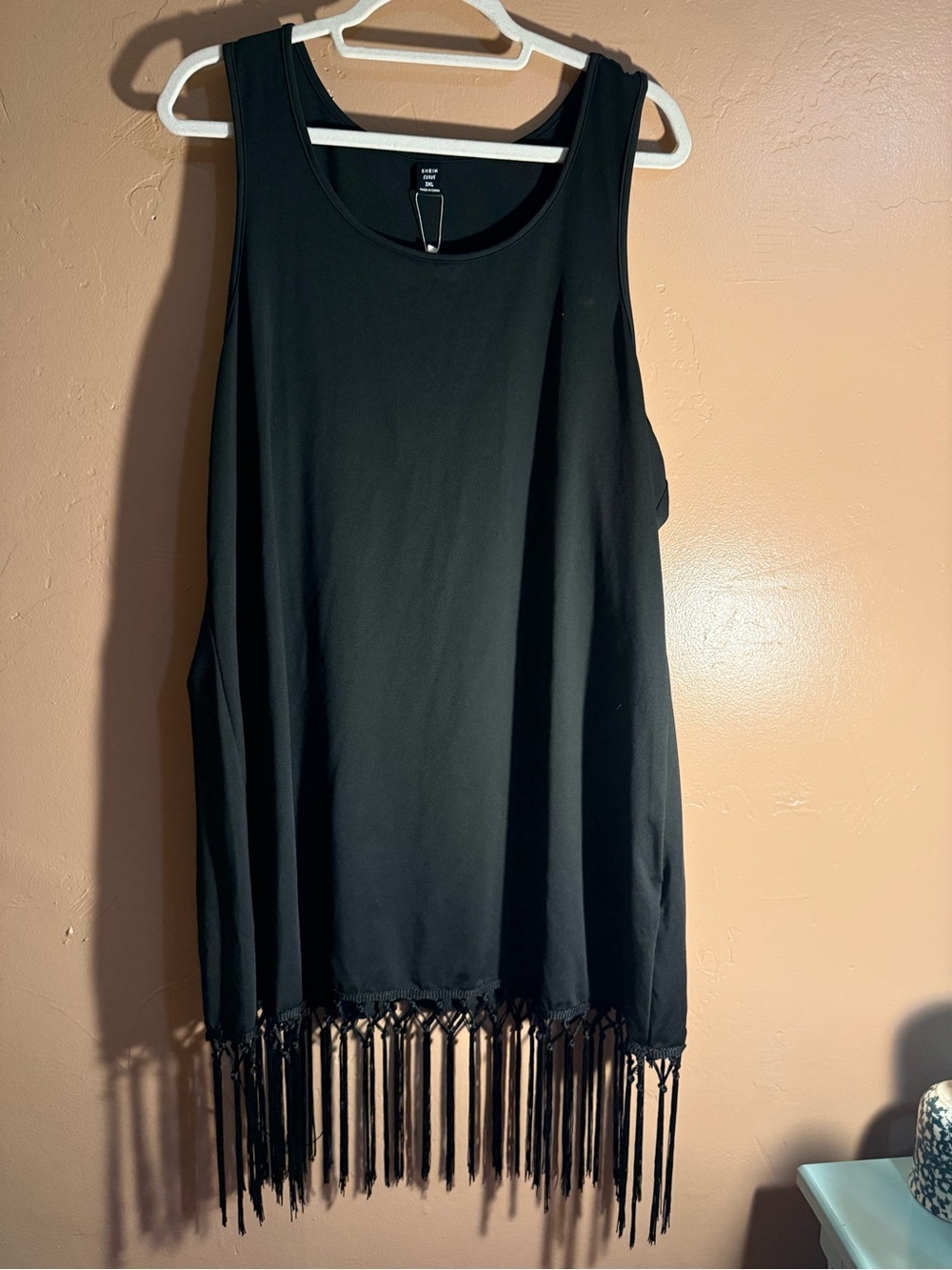 3X NWTS black mini dress with fringe